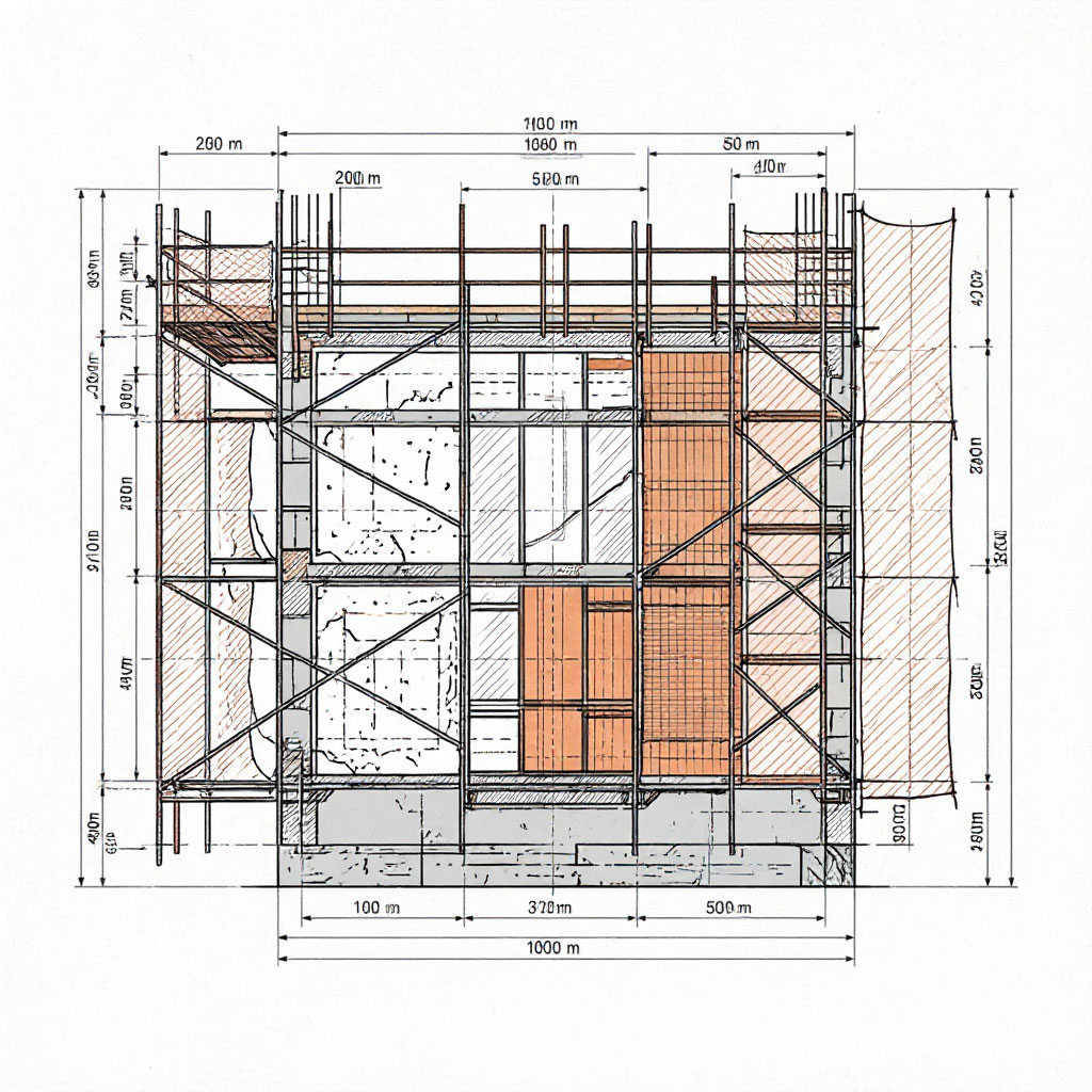 Building exterior during a facade restoration project